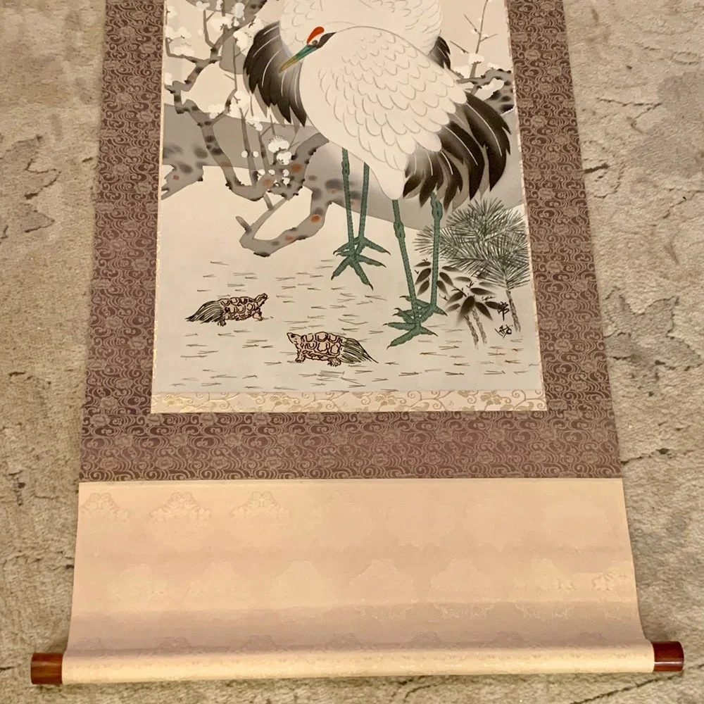 Japanese Hanging Scroll Crane Wall hanging Decoration
